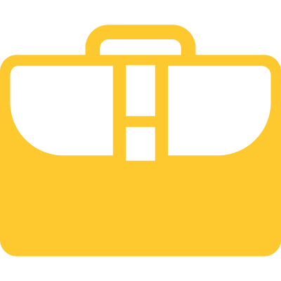 Graphic icon in yellow and white depicting a briefcase.