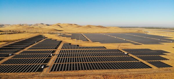 Utility scale solar farm in California desert. 