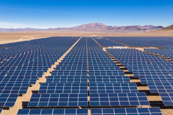Solar farm in California desert. 