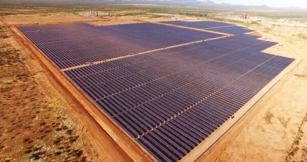 Utility scale solar farm in California desert. 